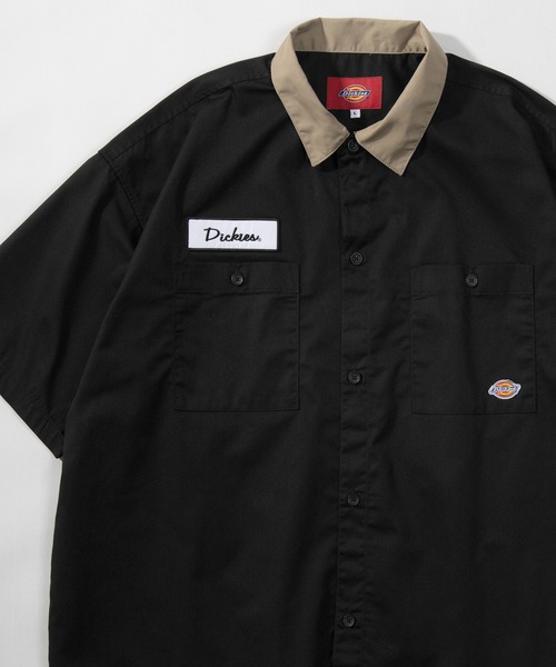 Dickies(ディッキーズ)の「【Dickies/ディッキーズ】ビッグシルエット T/Cツイル ワンポイント ワッペン ワークシャツ/ クレリック 半袖シャツ(シャツ/ブラウス・メンズ・アイボリー/ブラック/ベージュ/グリーン・XL/M/L)」の14枚目の写真