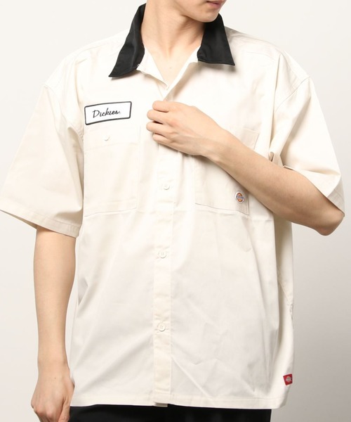 Dickies(ディッキーズ)の「【Dickies/ディッキーズ】ビッグシルエット T/Cツイル ワンポイント ワッペン ワークシャツ/ クレリック 半袖シャツ(シャツ/ブラウス・メンズ・アイボリー/ブラック/ベージュ/グリーン・XL/M/L)」の22枚目の写真