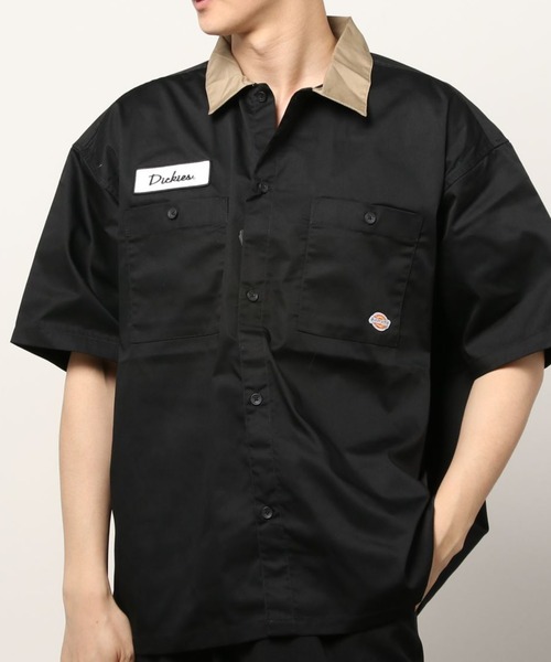 Dickies(ディッキーズ)の「【Dickies/ディッキーズ】ビッグシルエット T/Cツイル ワンポイント ワッペン ワークシャツ/ クレリック 半袖シャツ(シャツ/ブラウス・メンズ・アイボリー/ブラック/ベージュ/グリーン・XL/M/L)」の8枚目の写真
