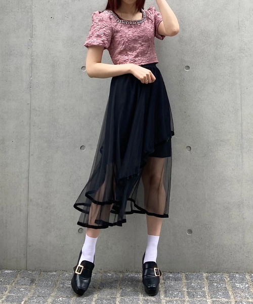 Crea titty&Co. PETIT（クレアティティーアンドコープチ）の「【Crea titty&Co.PETIT】パイピングチュールスカート（スカート・レディース・ブラック/アイボリー・FREE）」の12枚目の写真