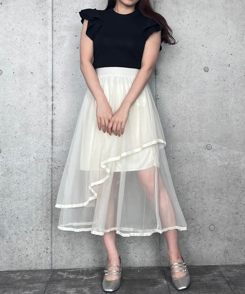 Crea titty&Co. PETIT（クレアティティーアンドコープチ）の「【Crea titty&Co.PETIT】パイピングチュールスカート（スカート・レディース・ブラック/アイボリー・FREE）」の17枚目の写真