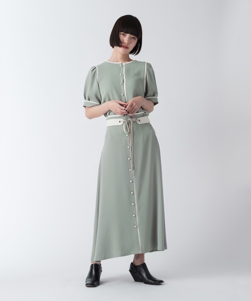 La SRIC（ラスリック）の「La SRIC / バイカラートリミングSK【セットアップ可】（スカート・レディース・グリーン/グレー系その他・38）」の17枚目の写真