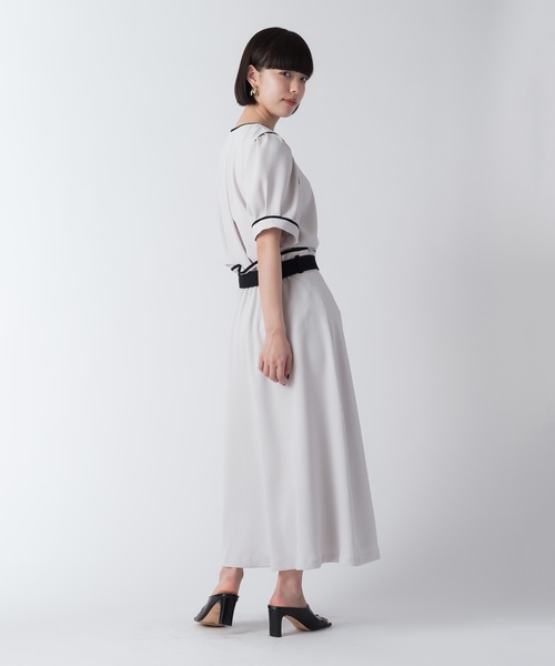 La SRIC（ラスリック）の「La SRIC / バイカラートリミングSK【セットアップ可】（スカート・レディース・グリーン/グレー系その他・38）」の15枚目の写真