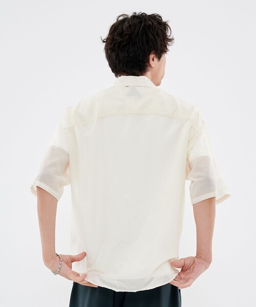 CITY TOKYO（シティトウキョウ）の「シルクコットンショートスリーブシャツ（シャツ/ブラウス・メンズ・ネイビー/オフホワイト/ミント・1/2）」の4枚目の写真