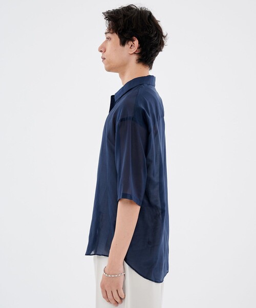 CITY TOKYO（シティトウキョウ）の「シルクコットンショートスリーブシャツ（シャツ/ブラウス・メンズ・ネイビー/オフホワイト/ミント・1/2）」の5枚目の写真