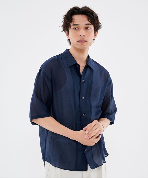 CITY TOKYO（シティトウキョウ）の「シルクコットンショートスリーブシャツ（シャツ/ブラウス・メンズ・ネイビー/オフホワイト/ミント・1/2）」の13枚目の写真