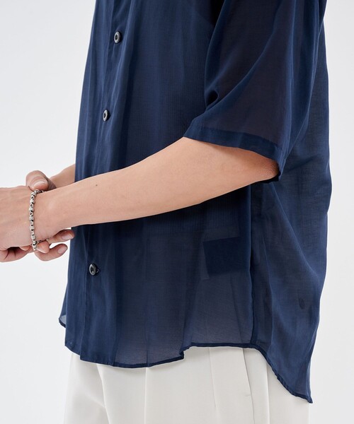 CITY TOKYO（シティトウキョウ）の「シルクコットンショートスリーブシャツ（シャツ/ブラウス・メンズ・ネイビー/オフホワイト/ミント・1/2）」の10枚目の写真