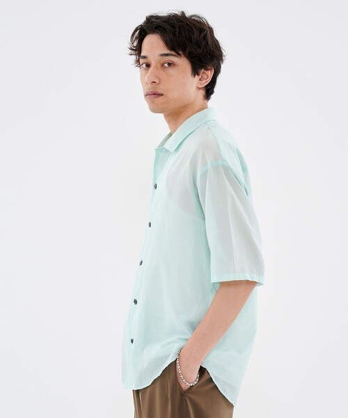 CITY TOKYO（シティトウキョウ）の「シルクコットンショートスリーブシャツ（シャツ/ブラウス・メンズ・ネイビー/オフホワイト/ミント・1/2）」の7枚目の写真