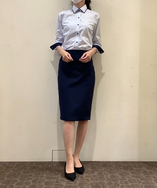 TOKYO SHIRTS(トウキョウシャツ)の「形態安定ノーアイロン ワイド 七分袖ビジネスワイシャツ(ビジネスシャツ・レディース・ライトブルー・LL/XL/M/S/L)」の6枚目の写真