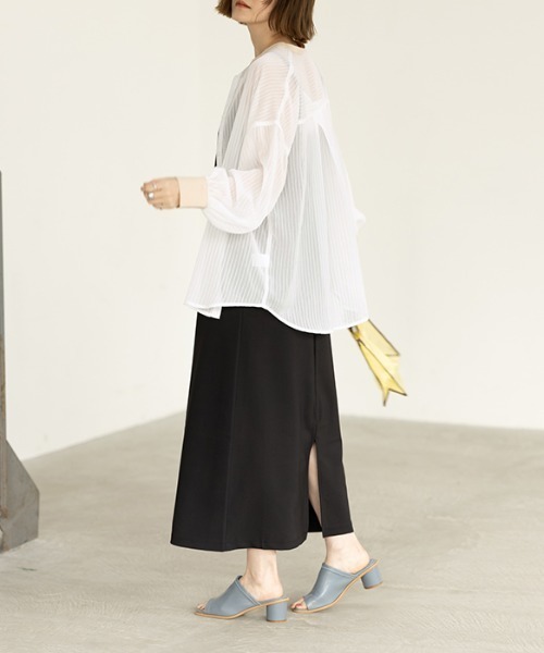 GeeRA(ジーラ)の「シアーストライプ配色シャツ(シャツ/ブラウス・レディース・オフホワイト/イエロー・MEDIUM)」の19枚目の写真