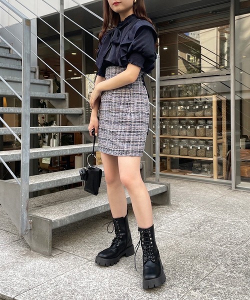 one after another NICE CLAUP（ワンアフターアナザーナイスクラップ）の「タンク底レースアップショートブーツ（ブーツ・レディース・ブラック・SMALL/MEDIUM/LARGE）」の4枚目の写真