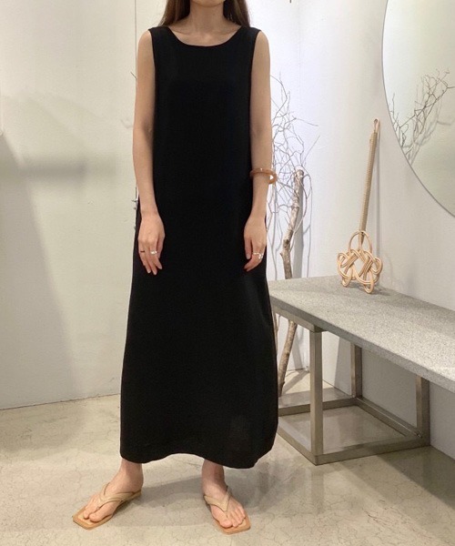 Chaco closet(チャコ クローゼット)の「バックリボンノースリーブロングワンピース(ワンピース・レディース・ブラック/アイボリー・FREE)」の15枚目の写真