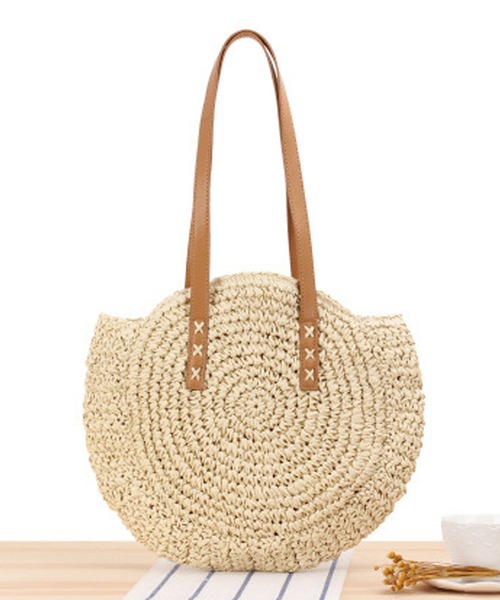 編み込みトートバッグ ベージュブラウン　籐　ラタン BPF03_1501927_50800?$VS_1500$