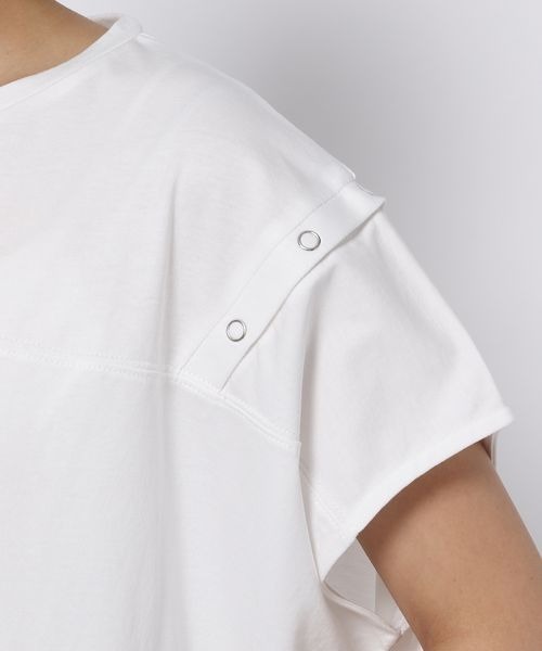 mysty woman（ミスティウーマン）の「ショルダーボタンプルオーバー 299707（Tシャツ/カットソー・レディース・ブラック/オフホワイト/グレイッシュブルー・FREE）」の21枚目の写真