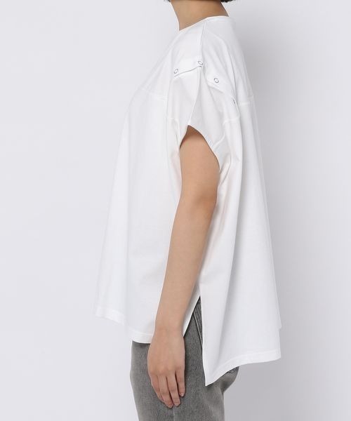 mysty woman（ミスティウーマン）の「ショルダーボタンプルオーバー 299707（Tシャツ/カットソー・レディース・ブラック/オフホワイト/グレイッシュブルー・FREE）」の17枚目の写真