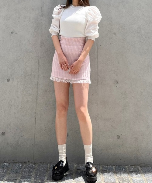 titty＆Co. PETIT by poyo（ティティーアンドコープティバイポヨ）の「【titty&Co.PETIT by POYO】ツイードフリンジミニスカパン（スカート・レディース・ピンク・FREE）」の11枚目の写真