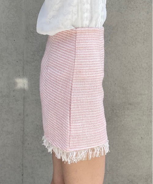 titty＆Co. PETIT by poyo（ティティーアンドコープティバイポヨ）の「【titty&Co.PETIT by POYO】ツイードフリンジミニスカパン（スカート・レディース・ピンク・FREE）」の6枚目の写真