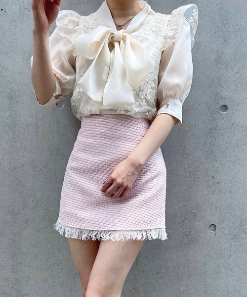 titty＆Co. PETIT by poyo（ティティーアンドコープティバイポヨ）の「【titty&Co.PETIT by POYO】ツイードフリンジミニスカパン（スカート・レディース・ピンク・FREE）」の15枚目の写真