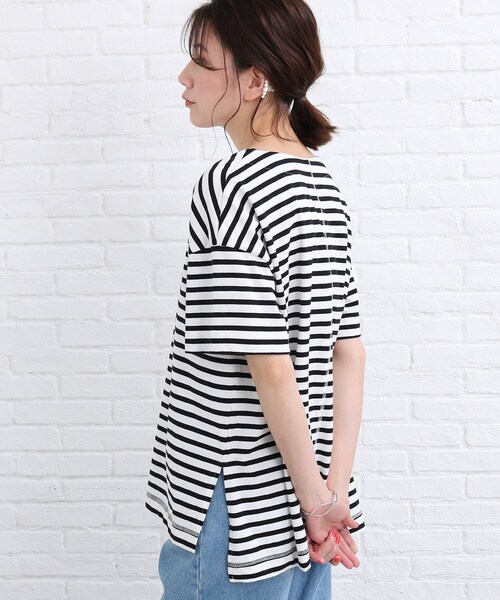 SHOO・LA・RUE（シューラルー）の「◆【洗える/SHOO ICE】ひんやりタッチスリットTシャツ（Tシャツ/カットソー・レディース・ブラック/グリーン/ライトパープル/ダークオレンジ/ホワイト系/ブラック系2/パープル系4・02/03）」の13枚目の写真