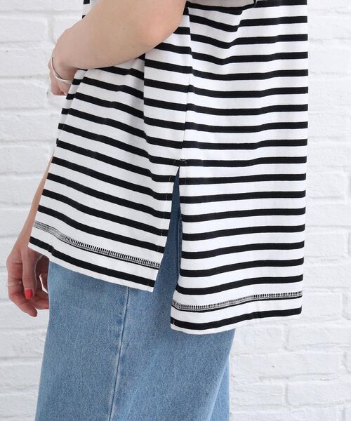 SHOO・LA・RUE（シューラルー）の「◆【洗える/SHOO ICE】ひんやりタッチスリットTシャツ（Tシャツ/カットソー・レディース・ブラック/グリーン/ライトパープル/ダークオレンジ/ホワイト系/ブラック系2/パープル系4・02/03）」の18枚目の写真