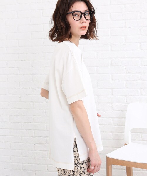 SHOO・LA・RUE（シューラルー）の「◆【洗える/SHOO ICE】ひんやりタッチスリットTシャツ（Tシャツ/カットソー・レディース・ブラック/グリーン/ライトパープル/ダークオレンジ/ホワイト系/ブラック系2/パープル系4・02/03）」の9枚目の写真