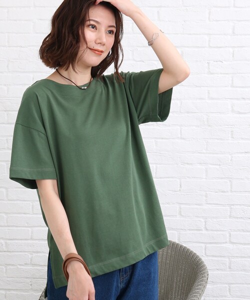 SHOO・LA・RUE（シューラルー）の「◆【洗える/SHOO ICE】ひんやりタッチスリットTシャツ（Tシャツ/カットソー・レディース・ブラック/グリーン/ライトパープル/ダークオレンジ/ホワイト系/ブラック系2/パープル系4・02/03）」の20枚目の写真