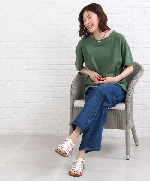 SHOO・LA・RUE（シューラルー）の「◆【洗える/SHOO ICE】ひんやりタッチスリットTシャツ（Tシャツ/カットソー・レディース・ブラック/グリーン/ライトパープル/ダークオレンジ/ホワイト系/ブラック系2/パープル系4・02/03）」の11枚目の写真