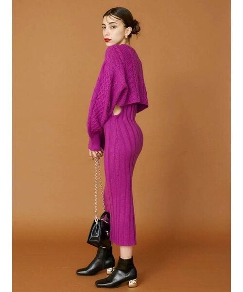 EVRIS(エヴリス)の「サイドオープンレイヤードニットワンピース(ワンピース・レディース・ブラック/パープル/ブルー/アイボリー・FREE)」の6枚目の写真