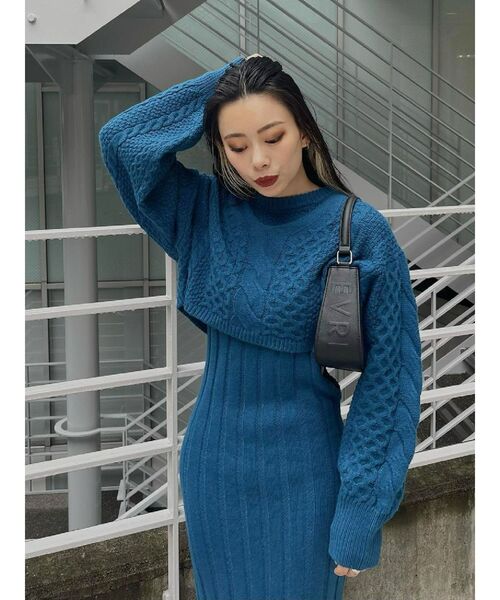 EVRIS(エヴリス)の「サイドオープンレイヤードニットワンピース(ワンピース・レディース・ブラック/パープル/ブルー/アイボリー・FREE)」の7枚目の写真