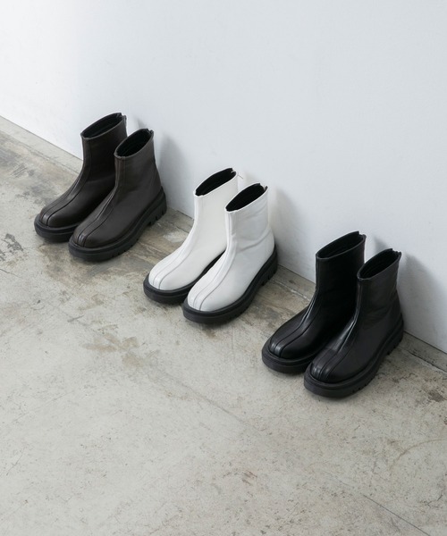 BONLECILL（ボンルシール）の「フェイクレザー トラックソールセンターシームブーツ（ブーツ・レディース・ブラック/ブラウン/ホワイト・S/M/L/LL）」の20枚目の写真