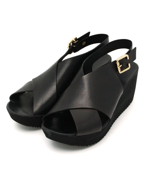 ROSE BUD(ローズバッド)の「【カタログ掲載】SG524 LEATHER BACK STRAP WEDGE SANDAL(サンダル・レディース・ブラック/ホワイト・37/39/36/35/38)」の1枚目の写真