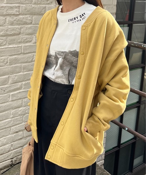 PUAL CE CIN（ピュアルセシン）の「裏起毛ブルゾン（ブルゾン・レディース・ピンク/グレイッシュベージュ/ベージュ/イエロー/ブルー系/ブラック・FREE）」の5枚目の写真