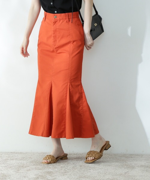 N.（N. Natural Beauty Basic）（エヌエヌナチュラルビューティーベーシック）の「【S Size Line】◆カラーチノフレアヘムスカート（スカート・レディース・ブラック/オレンジ・SMALL/MEDIUM）」の7枚目の写真