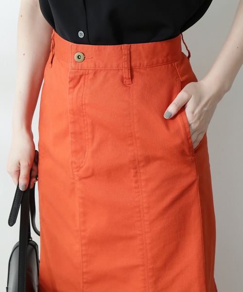 N.（N. Natural Beauty Basic）（エヌエヌナチュラルビューティーベーシック）の「【S Size Line】◆カラーチノフレアヘムスカート（スカート・レディース・ブラック/オレンジ・SMALL/MEDIUM）」の5枚目の写真