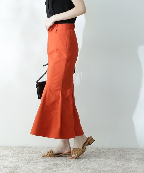 N.（N. Natural Beauty Basic）（エヌエヌナチュラルビューティーベーシック）の「【S Size Line】◆カラーチノフレアヘムスカート（スカート・レディース・ブラック/オレンジ・SMALL/MEDIUM）」の8枚目の写真