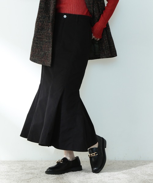 N.（N. Natural Beauty Basic）（エヌエヌナチュラルビューティーベーシック）の「【S Size Line】◆カラーチノフレアヘムスカート（スカート・レディース・ブラック/オレンジ・SMALL/MEDIUM）」の3枚目の写真