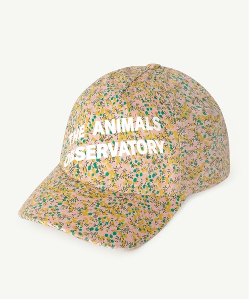 The animals observatory（ジ・アニマルズ・オブザーバトリー）の「The Animals Observatory / ロゴプリント 花柄キャップ（キャップ・キッズ・ライトブルー/オレンジ・M/L）」の3枚目の写真