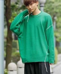 ADMIX/ATELIER SAB MEN | 配色ハンドステッチ / オーバーサイズ クルーネック セーター(ニット/セーター)