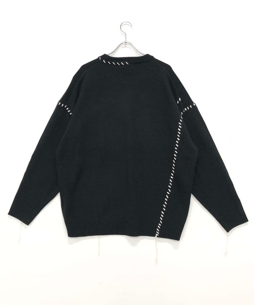 ADMIX/ATELIER SAB MEN（アドミックスアトリエサブメン）の「配色ハンドステッチ / オーバーサイズ クルーネック セーター（ニット/セーター・メンズ・ホワイト/ブラック/グリーン・48/50）」の7枚目の写真