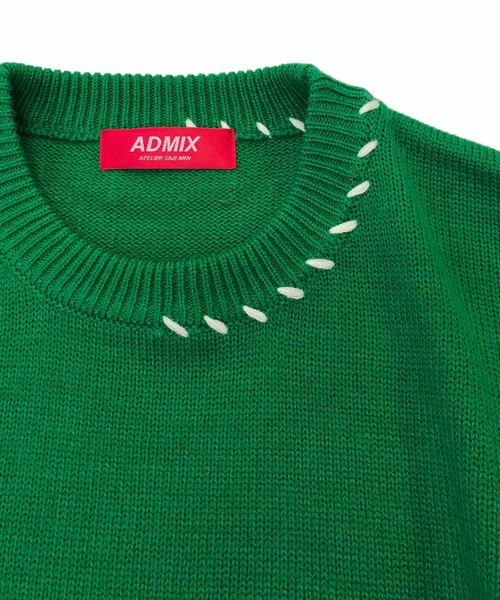 ADMIX/ATELIER SAB MEN（アドミックスアトリエサブメン）の「配色ハンドステッチ / オーバーサイズ クルーネック セーター（ニット/セーター・メンズ・ホワイト/ブラック/グリーン・48/50）」の16枚目の写真