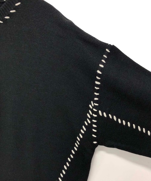 ADMIX/ATELIER SAB MEN（アドミックスアトリエサブメン）の「配色ハンドステッチ / オーバーサイズ クルーネック セーター（ニット/セーター・メンズ・ホワイト/ブラック/グリーン・48/50）」の11枚目の写真