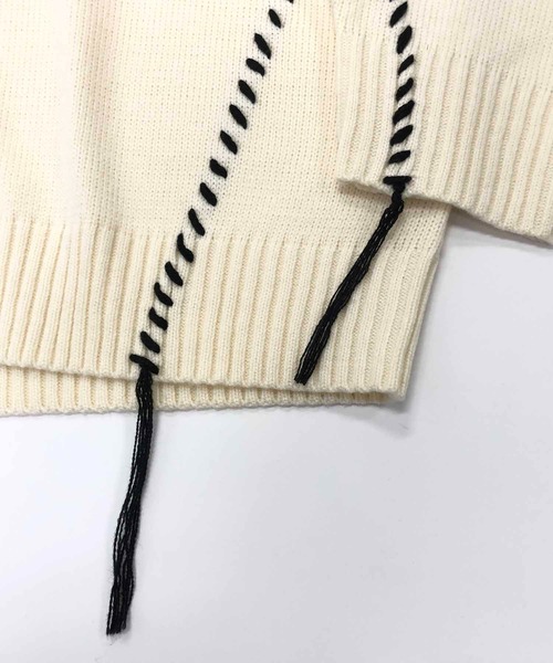 ADMIX/ATELIER SAB MEN（アドミックスアトリエサブメン）の「配色ハンドステッチ / オーバーサイズ クルーネック セーター（ニット/セーター・メンズ・ホワイト/ブラック/グリーン・48/50）」の10枚目の写真