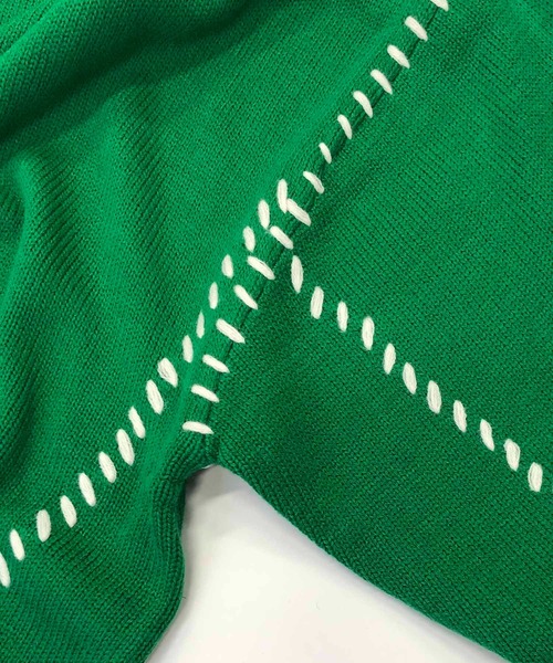 ADMIX/ATELIER SAB MEN（アドミックスアトリエサブメン）の「配色ハンドステッチ / オーバーサイズ クルーネック セーター（ニット/セーター・メンズ・ホワイト/ブラック/グリーン・48/50）」の14枚目の写真