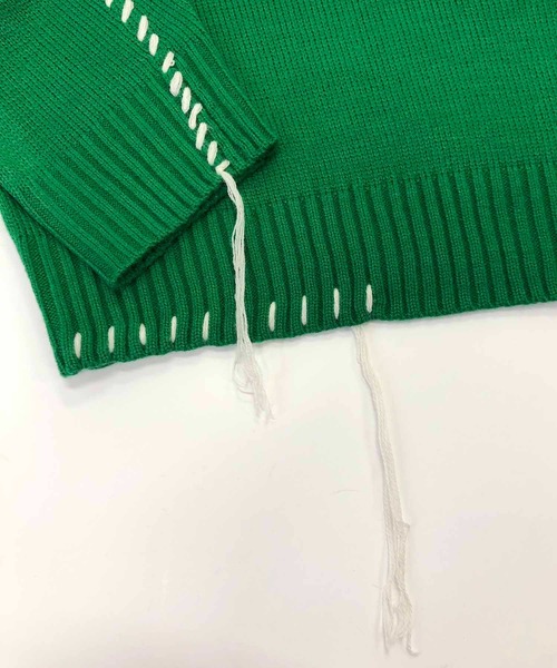 ADMIX/ATELIER SAB MEN（アドミックスアトリエサブメン）の「配色ハンドステッチ / オーバーサイズ クルーネック セーター（ニット/セーター・メンズ・ホワイト/ブラック/グリーン・48/50）」の12枚目の写真