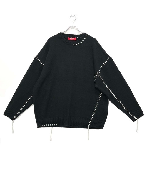 ADMIX/ATELIER SAB MEN（アドミックスアトリエサブメン）の「配色ハンドステッチ / オーバーサイズ クルーネック セーター（ニット/セーター・メンズ・ホワイト/ブラック/グリーン・48/50）」の9枚目の写真