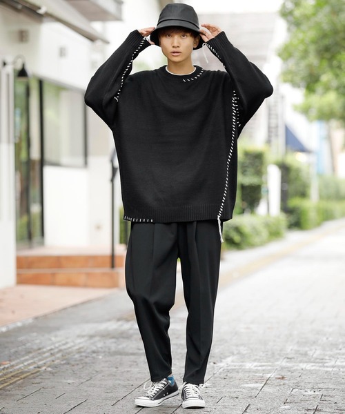 ADMIX/ATELIER SAB MEN（アドミックスアトリエサブメン）の「配色ハンドステッチ / オーバーサイズ クルーネック セーター（ニット/セーター・メンズ・ホワイト/ブラック/グリーン・48/50）」の22枚目の写真