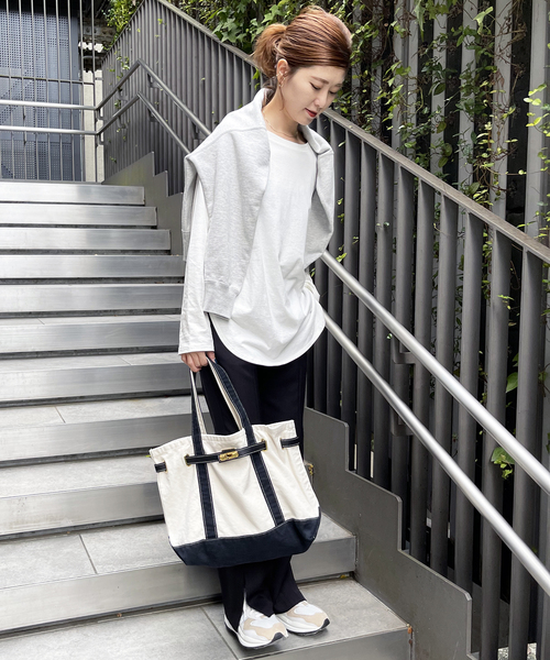 Spick & Span（スピックアンドスパン）の「ルーズロングTシャツ（Tシャツ/カットソー・レディース・ホワイト/チャコールグレー・FREE）」の14枚目の写真