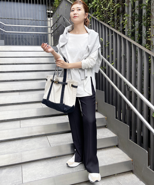 Spick & Span（スピックアンドスパン）の「ルーズロングTシャツ（Tシャツ/カットソー・レディース・ホワイト/チャコールグレー・FREE）」の16枚目の写真