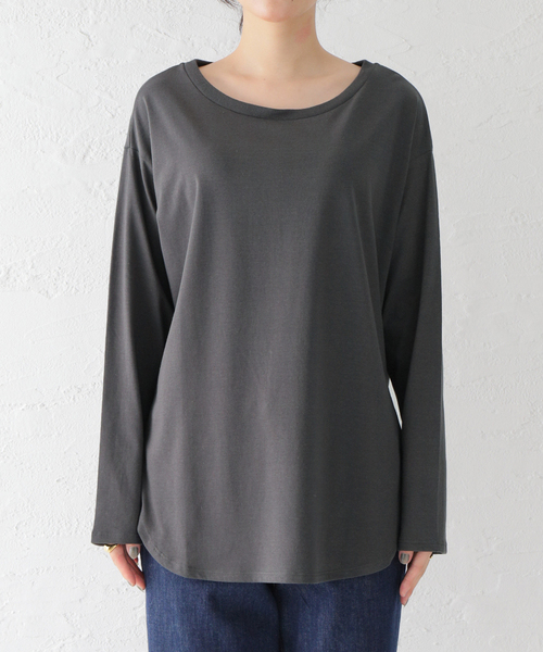 Spick & Span（スピックアンドスパン）の「ルーズロングTシャツ（Tシャツ/カットソー・レディース・ホワイト/チャコールグレー・FREE）」の20枚目の写真