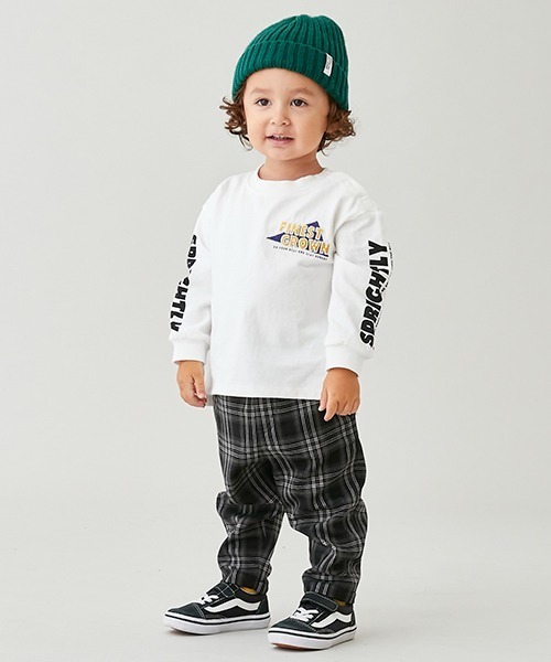 petit main（プティマイン）の「【リンク】チェックテーパードパンツ（その他パンツ・キッズ・ブラック/アイボリー・100cm/90cm/80ｃｍ/120cm/110cm/130cm）」の2枚目の写真